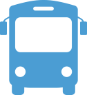 a blue bus is shown in this image